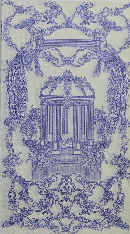 TWO Individual Paper Guest Decoupage Napkins - 2811 Ancient Peacock Gazebo