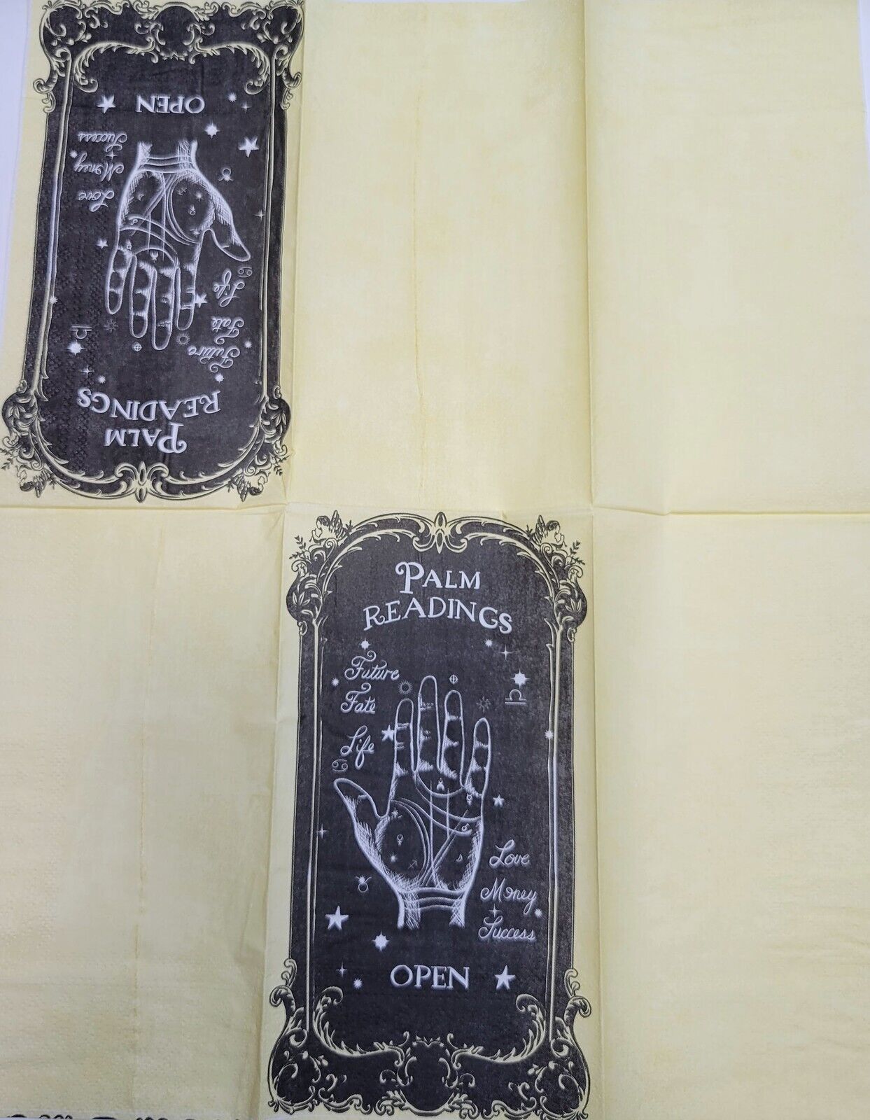 TWO Individual Paper Guest Decoupage Napkins - 2432 Mystic Palm Readings