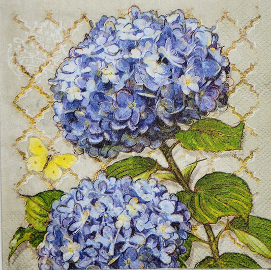 TWO Individual Paper Cocktail Decoupage Napkins - 2442 Heirloom Hydrangeas