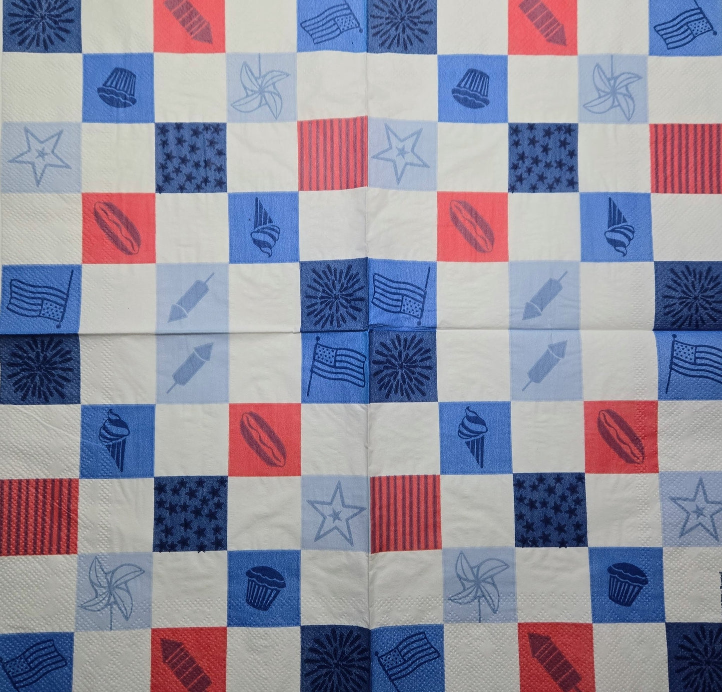 TWO Individual Paper Lunch Decoupage Napkins - 2787 Patriotic Checkered Collage