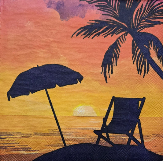 TWO Individual Paper Lunch Decoupage Napkins - 2786 Tropical Sunset Beach