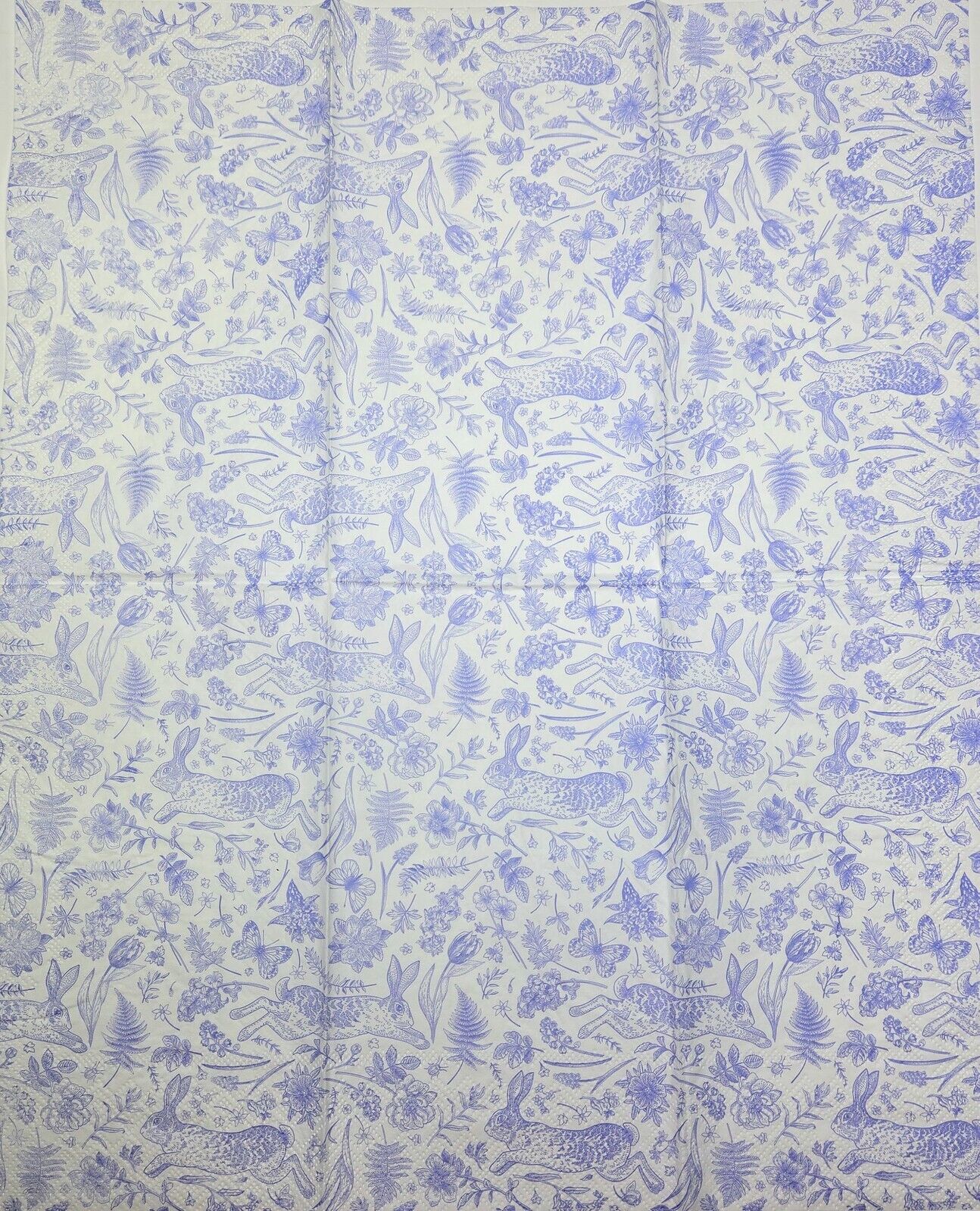 TWO Individual Paper Guest Decoupage Napkins - 2749 Blue Easter Rabbit