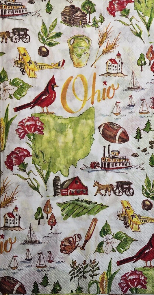 TWO Individual Paper Guest Decoupage Napkins - 2639 Ohio State Collection