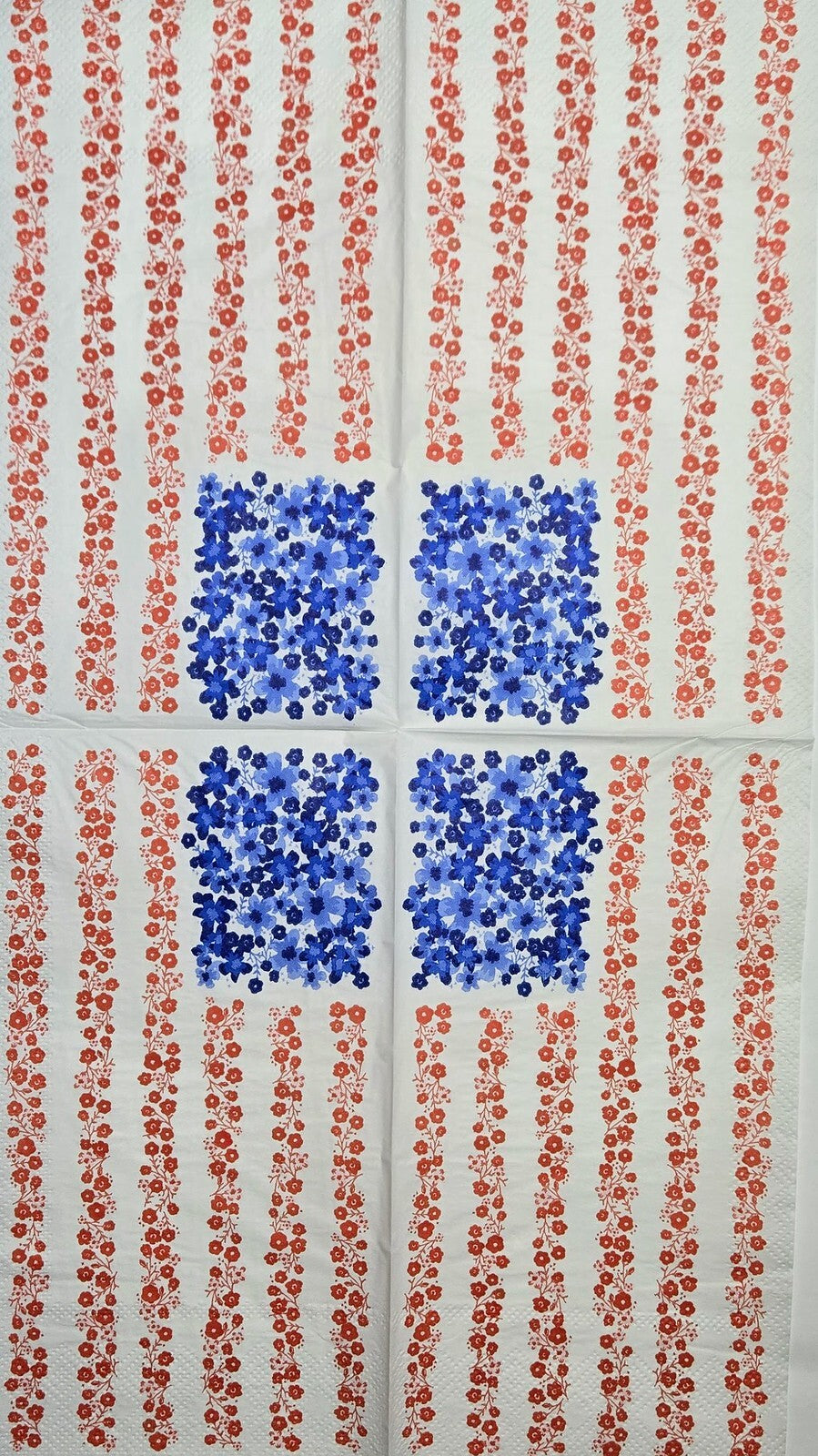 TWO Individual Paper Guest Decoupage Napkins - 2810 Patriotic Floral USA Flag