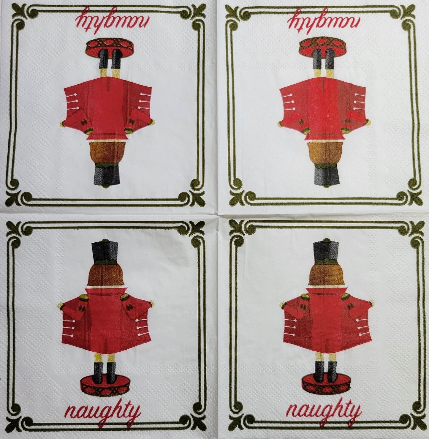 2 Individual Paper Cocktail Decoupage Napkins - 2548 Naughty Flashing Nutcracker