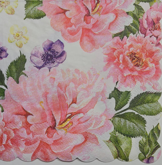 TWO Individual Paper Cocktail Decoupage Napkins - 2818 Spring Floral Romance