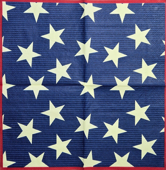 TWO Individual Paper Cocktail Decoupage Napkins - 2812 Red White and Blue Stars