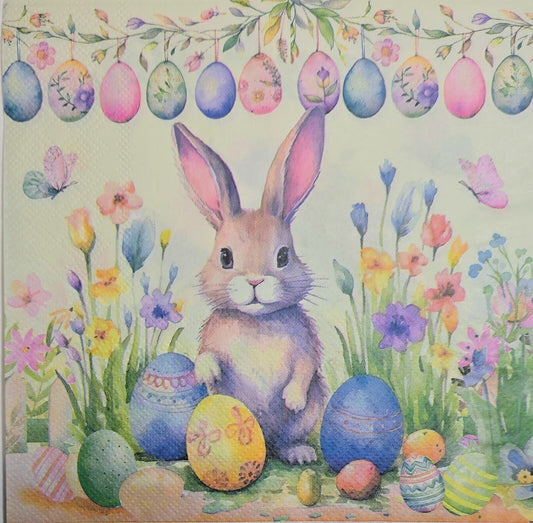 TWO Individual Paper Lunch Decoupage Napkins - 2636 Happy Easter Bunny and Chick