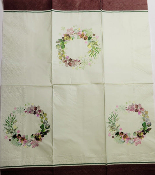 TWO Individual Paper Guest Decoupage Napkins - 2542 Christmas Winter Wreath