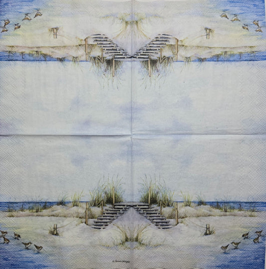 TWO Individual Paper Cocktail Decoupage Napkins - 2780 Seaside Beach Feelings