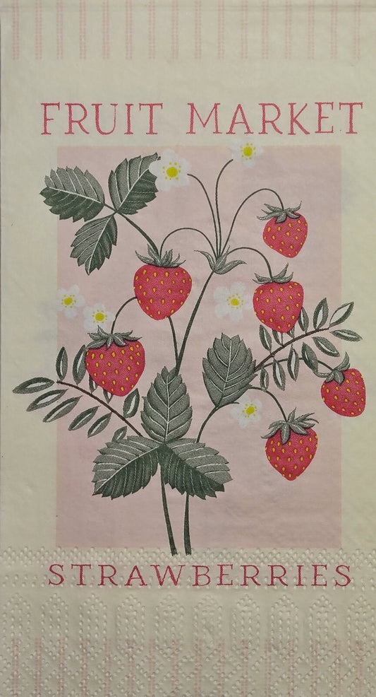 TWO Individual Paper Guest Decoupage Napkins - 2825 Fruit Market Strawberries