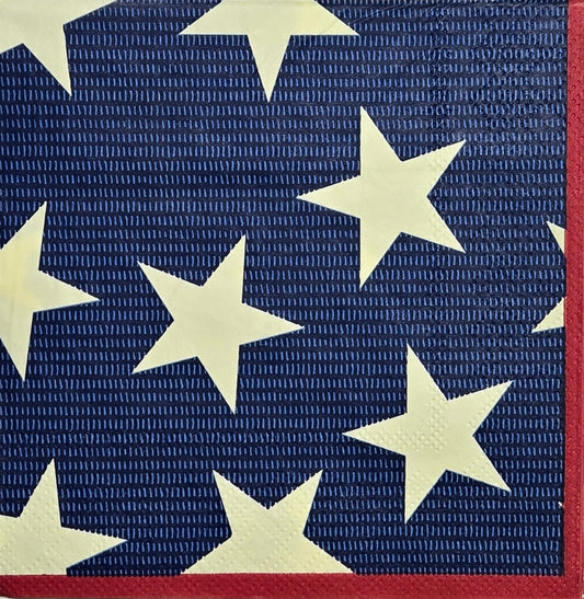TWO Individual Paper Cocktail Decoupage Napkins - 2812 Red White and Blue Stars