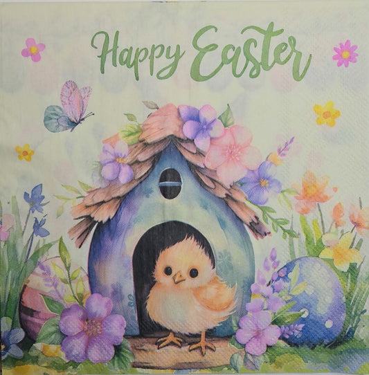 TWO Individual Paper Lunch Decoupage Napkins - 2636 Happy Easter Bunny and Chick