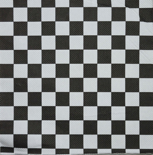 TWO Individual Paper Lunch Decoupage Napkins - 2438 B&W Checkerboard Games