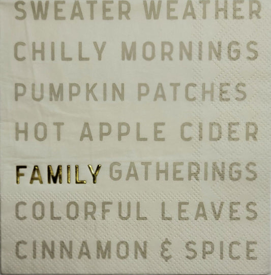Two Individual Paper Cocktail Decoupage Napkins - 2498 Family Gathering Script