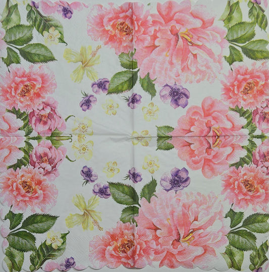 TWO Individual Paper Cocktail Decoupage Napkins - 2818 Spring Floral Romance
