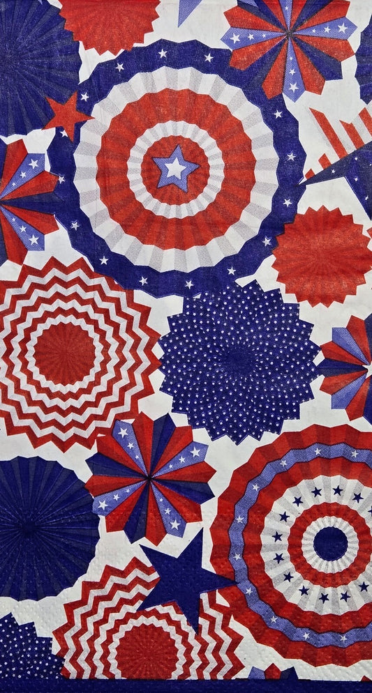 TWO Individual Paper Guest Decoupage Napkins - 2806 Patriotic Pinwheels