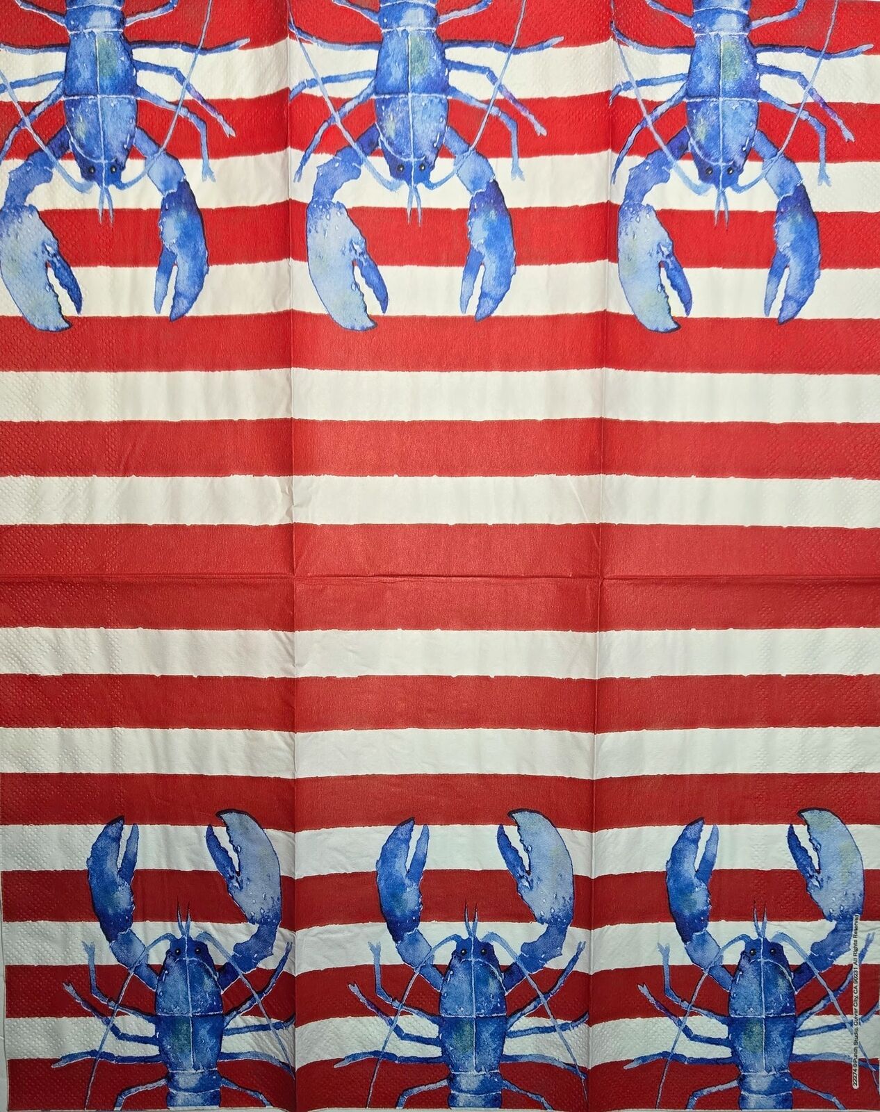 TWO Individual Paper Guest Decoupage Napkins - 2644 Patriotic Blue Lobster