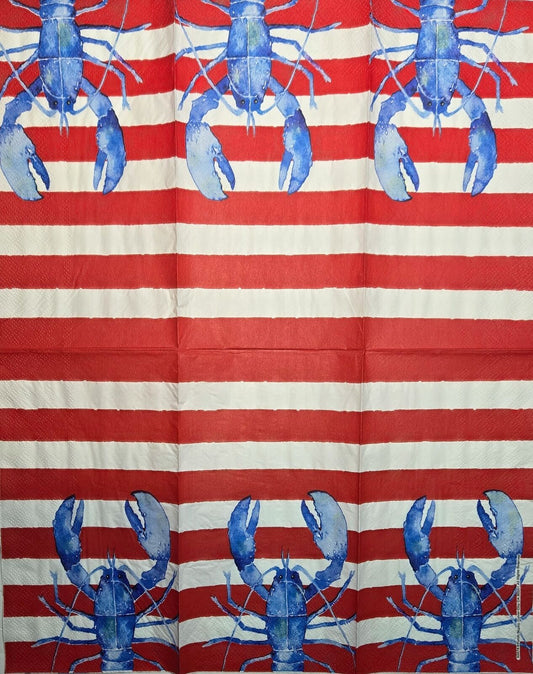 TWO Individual Paper Guest Decoupage Napkins - 2644 Patriotic Blue Lobster