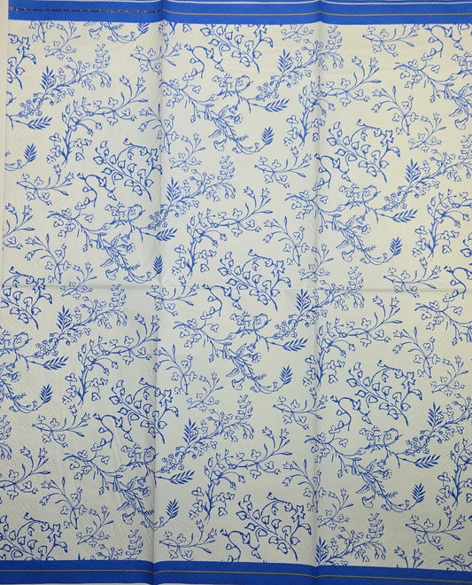 TWO Individual Paper Guest Decoupage Napkins - 2751 Spring Blue Foliage