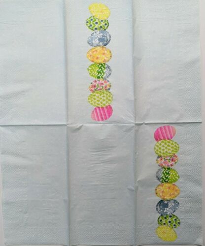TWO Individual Paper Guest Decoupage Napkins - Easter Eggs Decorated 1219