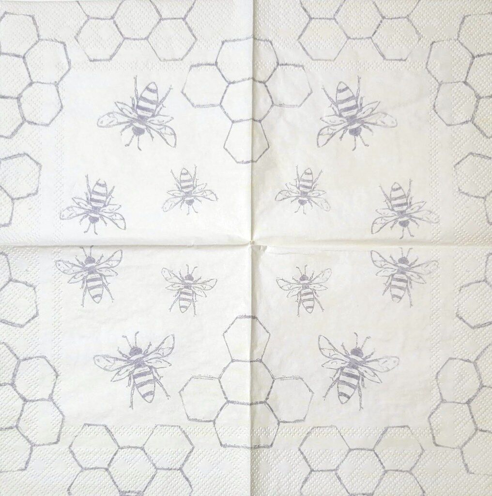 TWO Individual Paper Cocktail Decoupage Napkins - 2303 Honeycomb Bees