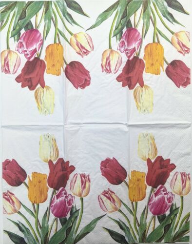 TWO Individual Paper Guest Decoupage Napkins -Tulip Splendor Welcome Spring 1182