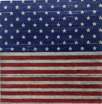 TWO Individual Paper Cocktail Decoupage Napkins - 1399 Martha's Stars & Stripes