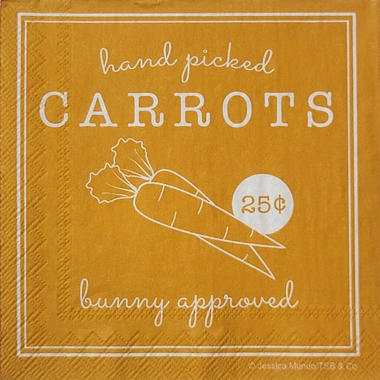 TWO Individual Paper Cocktail Decoupage Napkins - 2335 Hand Picked Carrots