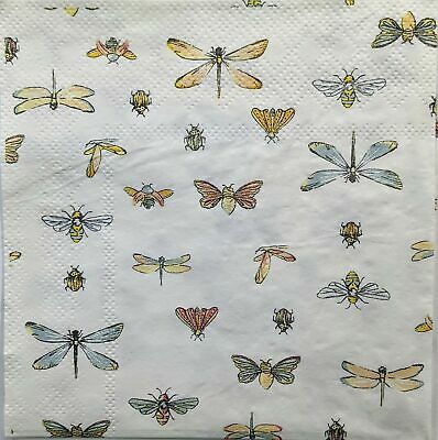 TWO Individual Paper Cocktail Decoupage Napkins - 1476 Nature's Insect Life