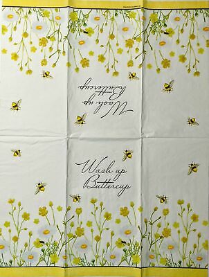 TWO Individual Paper Guest Decoupage Napkins - 1518 Wash Up Buttercup w/ Bees