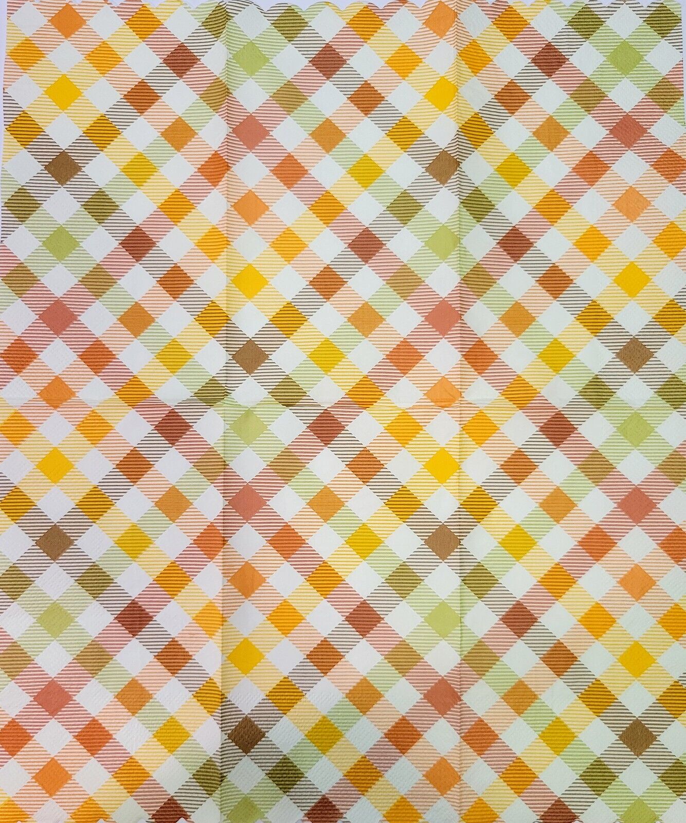 TWO Individual Paper Guest Decoupage Napkins - 2201 Scalloped Fall Plaid