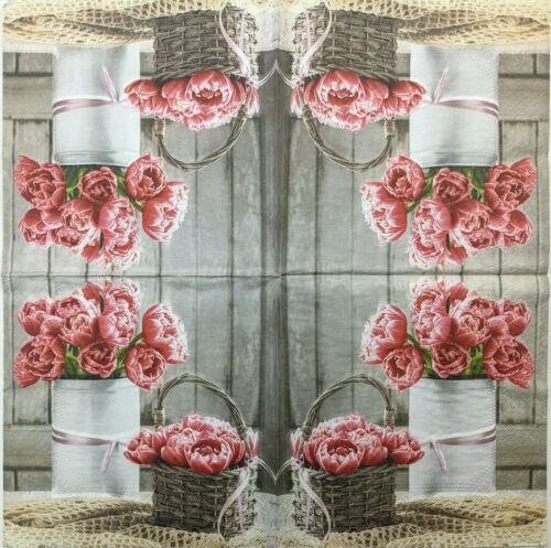 TWO Individual Paper Lunch Decoupage Napkins - Peony On Display 1199