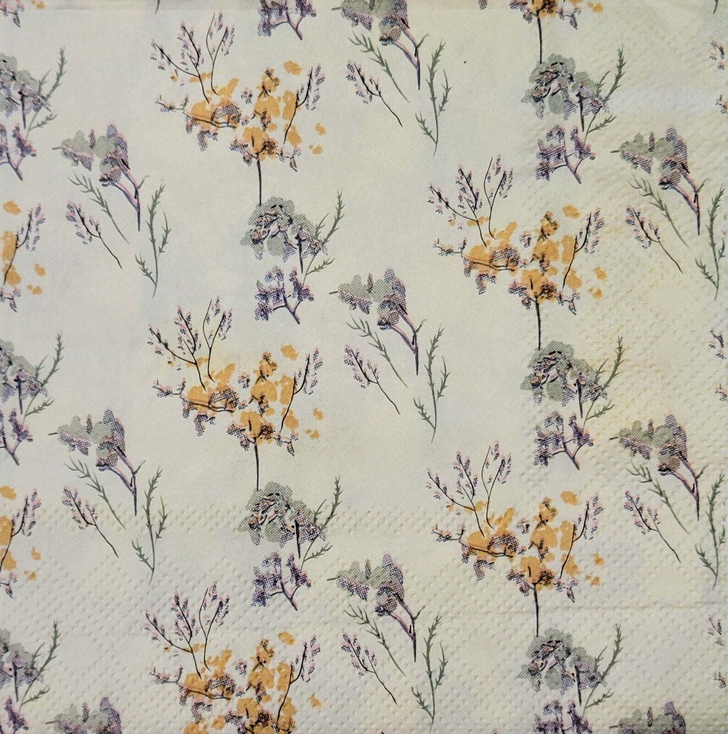 2 Individual Paper Cocktail Decoupage Napkins - 2065 Shabby Chic Floral Cream