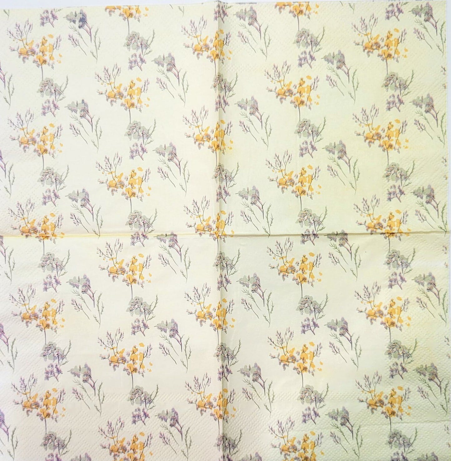 2 Individual Paper Cocktail Decoupage Napkins - 2065 Shabby Chic Floral Cream