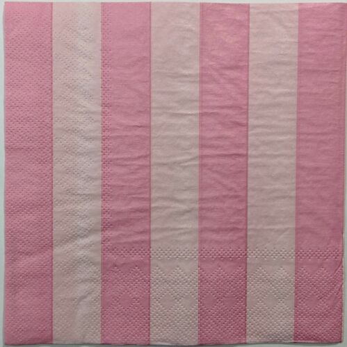 TWO Individual Paper Lunch Decoupage Napkins - Pink Stripes 1125