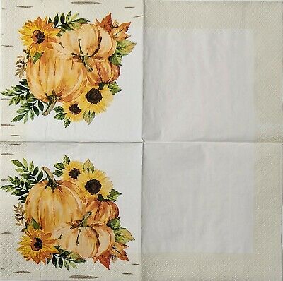TWO Individual Paper Cocktail Decoupage Napkins - 1569 Fall Ensemble