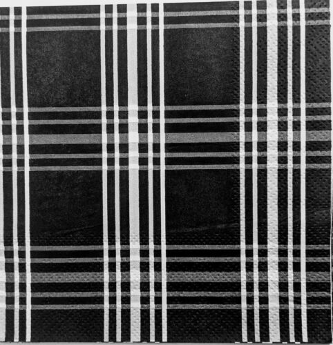 TWO Individual Paper Cocktail Decoupage Napkins- Black And White Plaid 1322