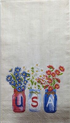 TWO Individual Paper Guest Decoupage Napkins - 2026 U.S.A. Mason Jars