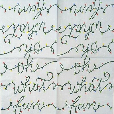 TWO Individual Paper Cocktail Decoupage Napkins - 1695 Oh What Fun Lights