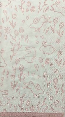 TWO Individual Paper Guest Decoupage Napkins - 1864 Pink Easter Bunny Print