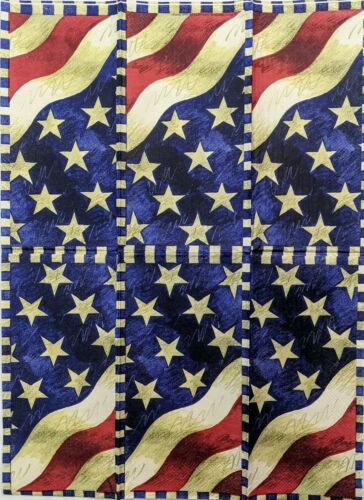 TWO Individual Paper Guest Decoupage Napkins - American Glory Flag 1316
