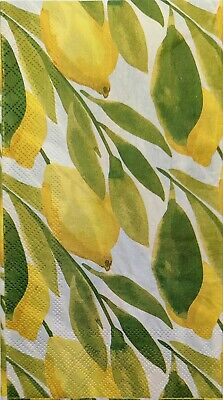 TWO Individual Paper Guest Decoupage Napkins - 1833 Lemon Extravaganza