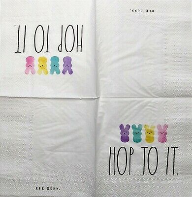 2 Individual Paper Cocktail Decoupage Napkins- 806 Hop to It Easter Bunny Peeps