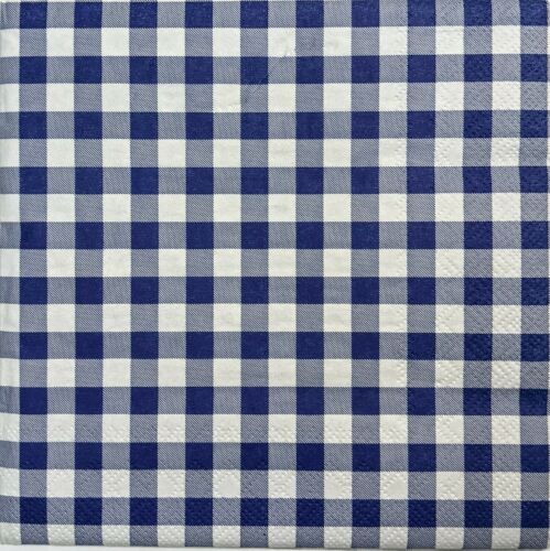 TWO Individual Paper Lunch Decoupage Napkins - Blue Summer Plaid Taverna 1337