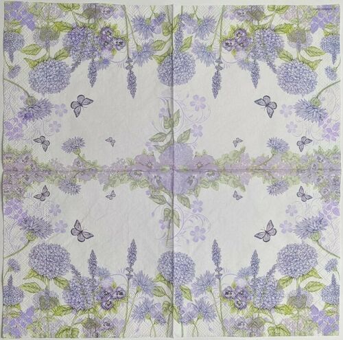 TWO Individual Paper Lunch Decoupage Napkins - Purple Wildflowers 1035