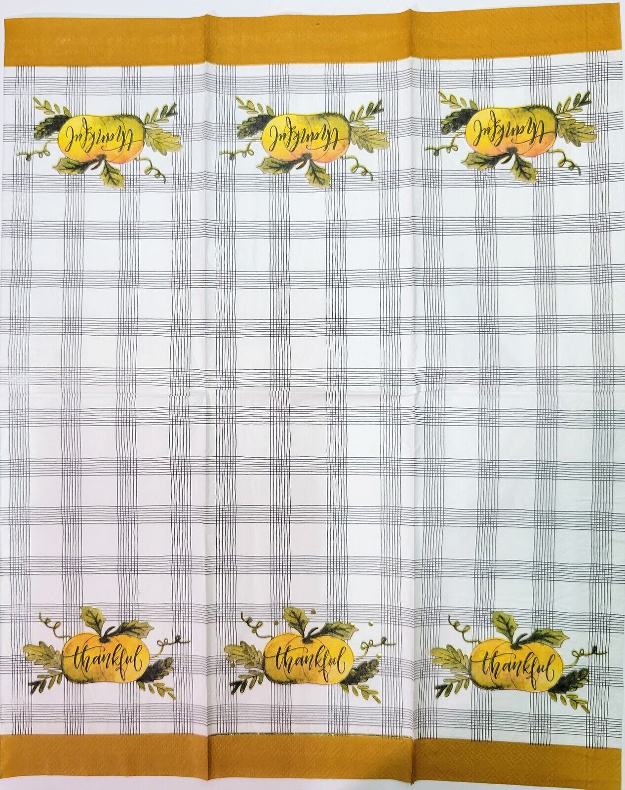 TWO Individual Paper Guest Decoupage Napkins - 2113 Thankful Foil Pumpkin