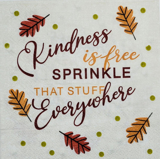 2 Individual Paper Cocktail Decoupage Napkins-2085 Sprinkle Fall Kindness