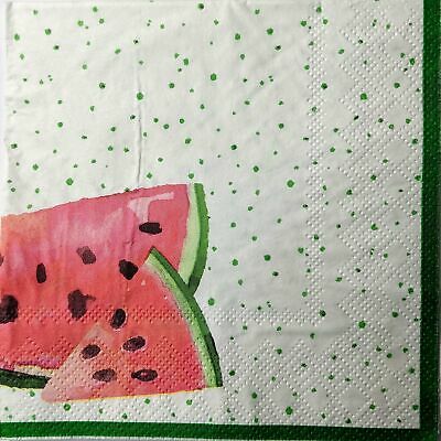 TWO Individual Paper Cocktail Decoupage Napkins - 1530 Summer Watermelon Delight