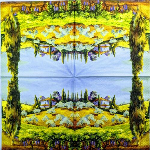 TWO Individual Paper Lunch Decoupage Napkins- Toscana Hillcrest Vineyard 1328